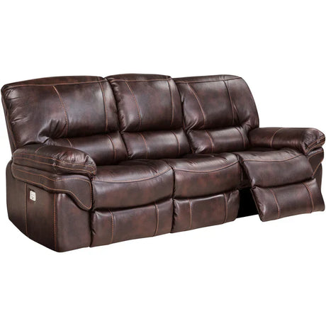 Leather power reclining sofa