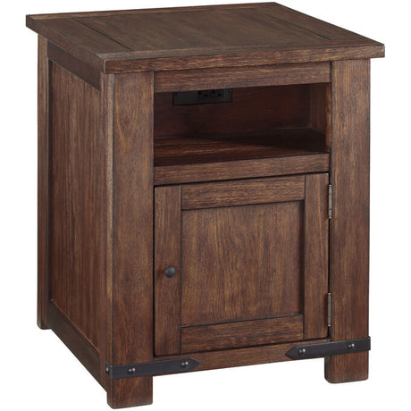 Wood side table with one cabinet