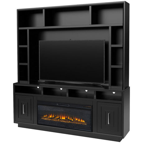 Entertainment center with fireplace and TV