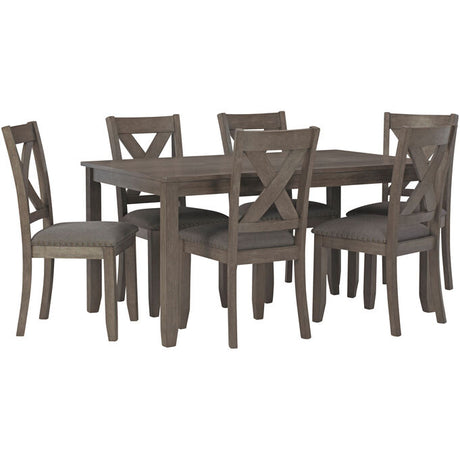 Wood dining table set with six chairs