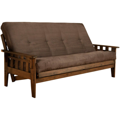 Brown futon folded up