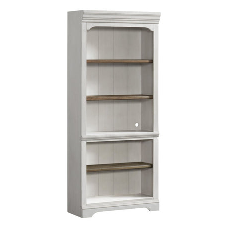 White wood bookcase with five shelves