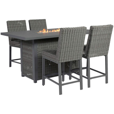 Patio dining table with fire and chairs