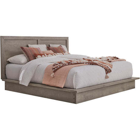 Queen bed with mattress, frame, and bedding