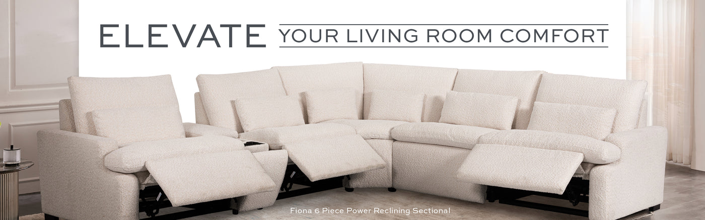 Elevate your living room comfort with the Fiona 6 Piece Power Reclining Sectional