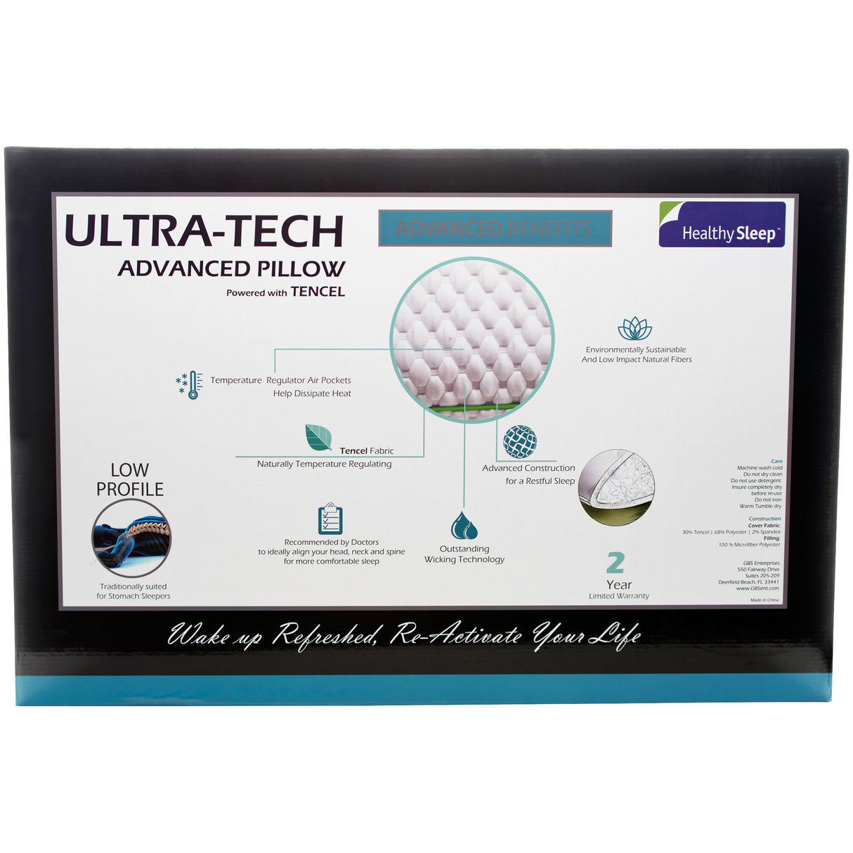 Healthy Sleep Ultra-Tech Low Profile Pillow - 5654333_GENB_BCK_OL