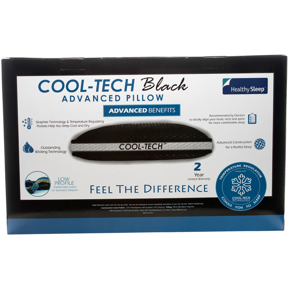 Healthy Sleep CoolTech Low Profile Pillow - 5759033_GENB_BCK_OL