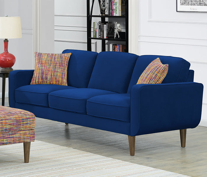 Blue Jax sofa in living room