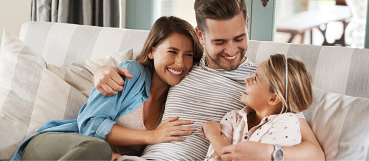 Family on sofa