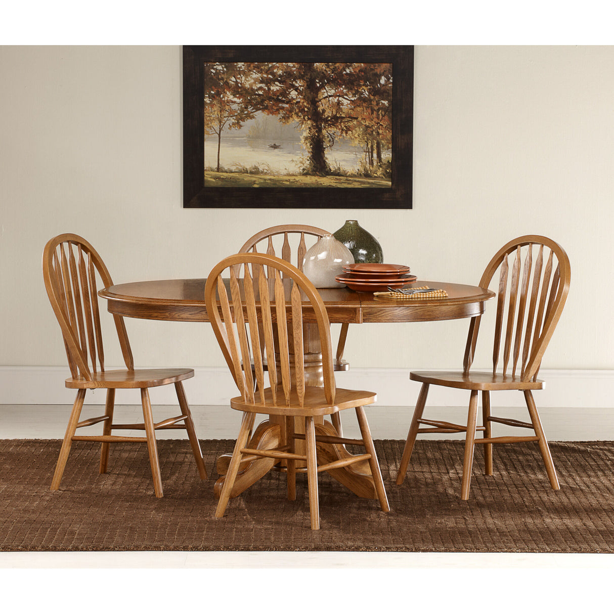 Jefferson 5 Piece Arrow Back Pedestal Dining Set - PINT204_1