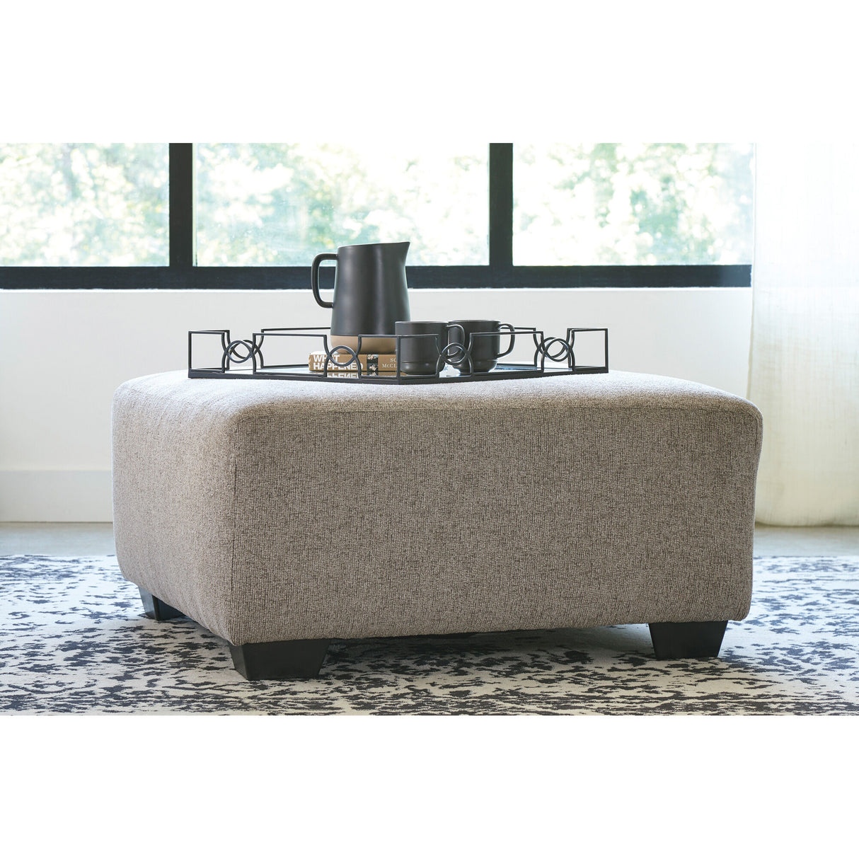 Platinum Ballinasloe Oversized Ottoman in living room