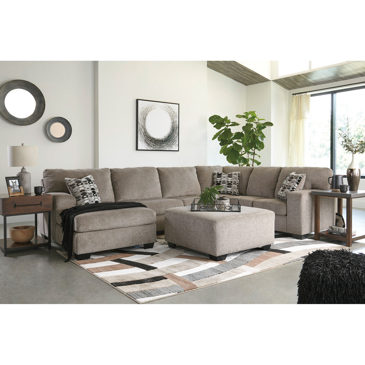 Platinum Ballinasloe Left Chaise Sectional + Ottoman