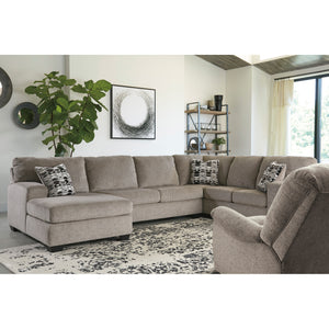 Platinum Ballinasloe Left Chaise Sectional + Recliner in living room