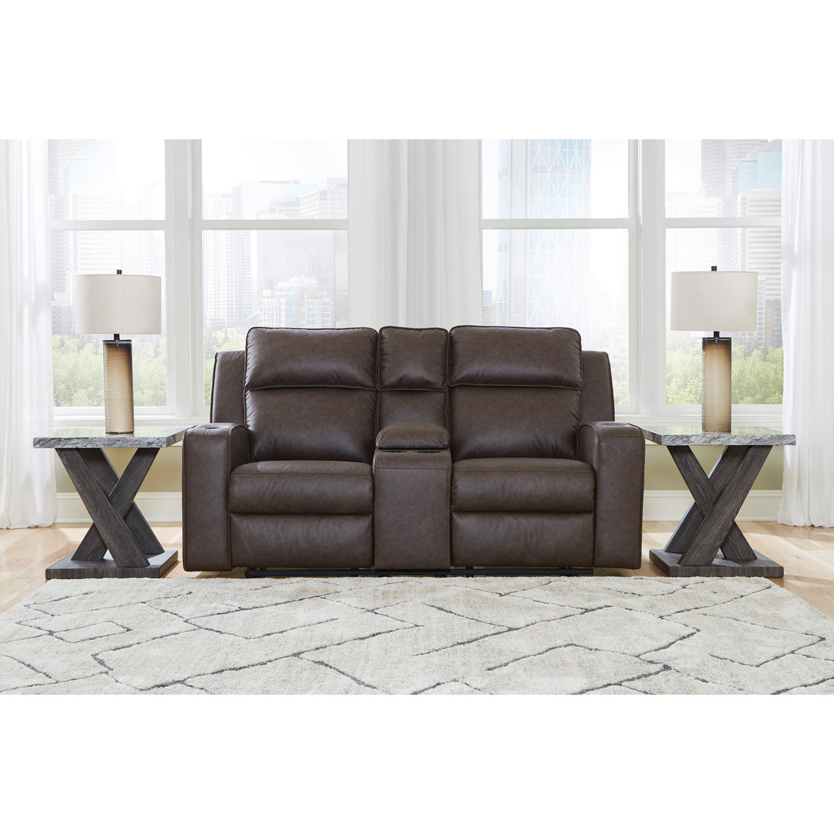 Lavenhorne Reclining Console Loveseat - QK1082748_ASHL_LF3_RM