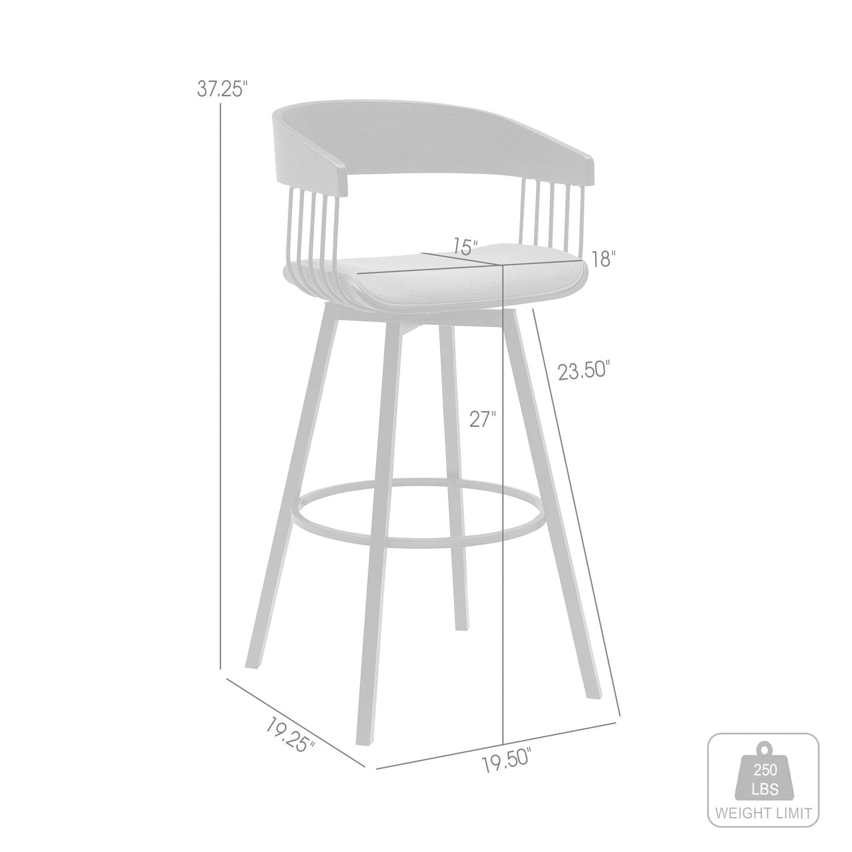 Athena Swivel Counter Stool dimensions