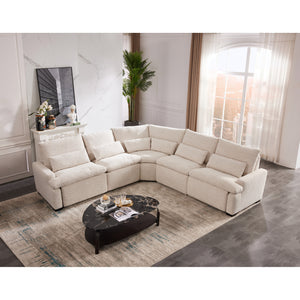 White Fiona 5 Piece Power Reclining Sectional