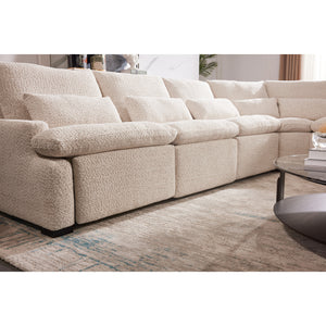 White Fiona 5 Piece Power Reclining Sectional on carpet