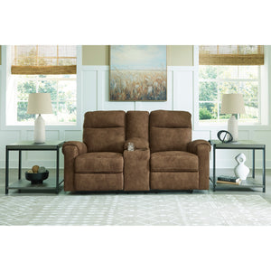 Edenwold Reclining Console Loveseat with two end tables