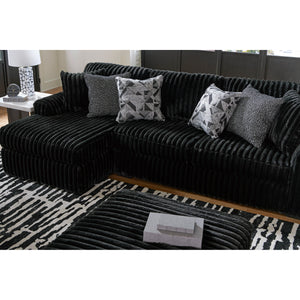 Midnight Madness 2 Piece Right Chaise Sectional in black and white living room