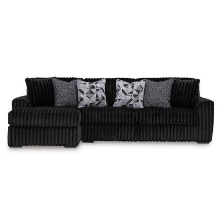 Midnight Madness 2 Piece Left Chaise Sectional with accent pillows