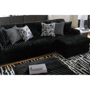 Midnight Madness 2 Piece Right Chaise Sectional with ottoman and accent pillows