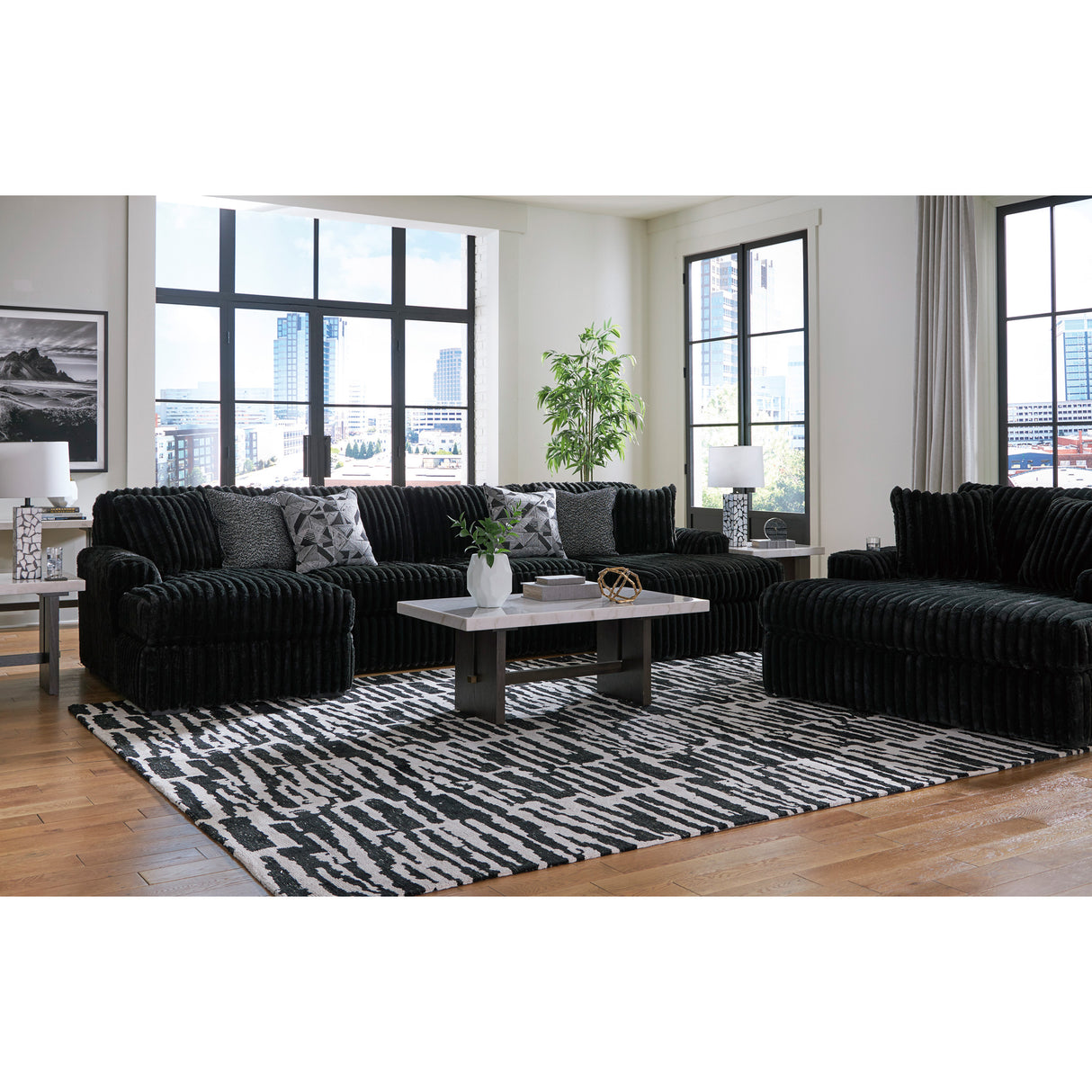 Midnight Madness 3 Piece Sectional and chair