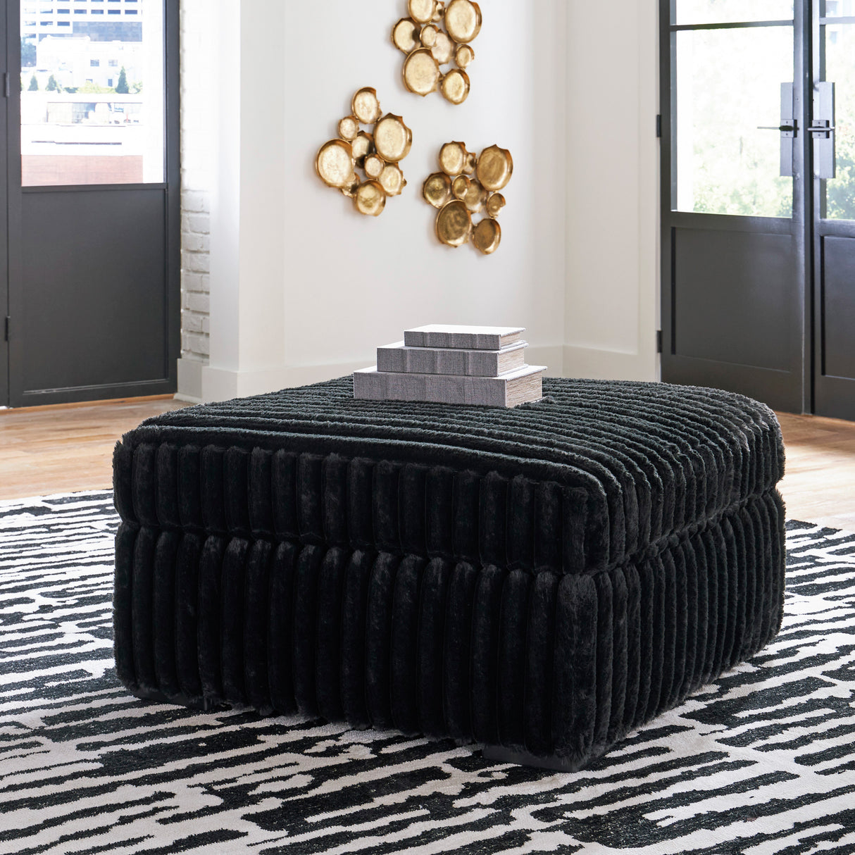 Midnight Madness Ottoman in living room