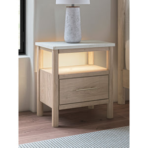 Cadmori 4 Piece Upholstered Room Group nightstand with lighting