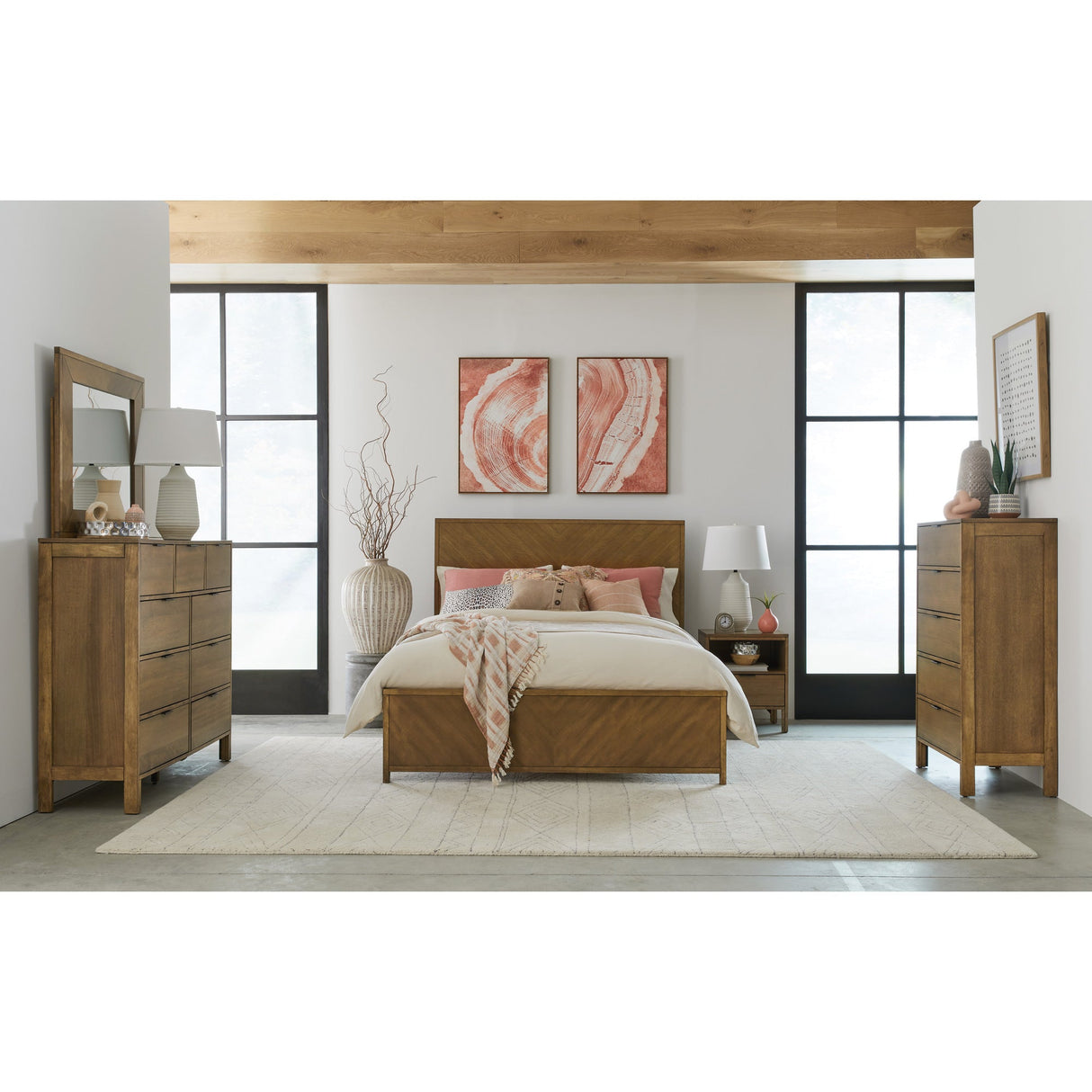 Jute Callan 4 Piece Room Group in bedroom with decor