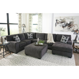 Ballinasloe Chaise Sectional + Ottoman in living room