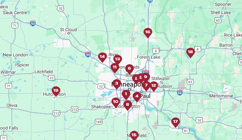 map of slumberland minneapolis locations