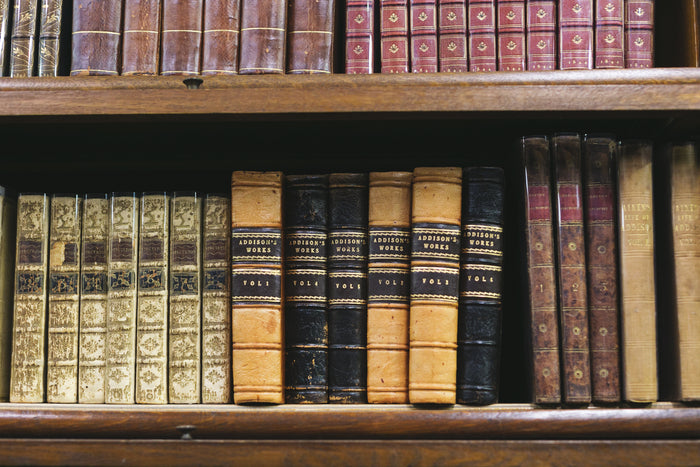 old books on a bookshelf