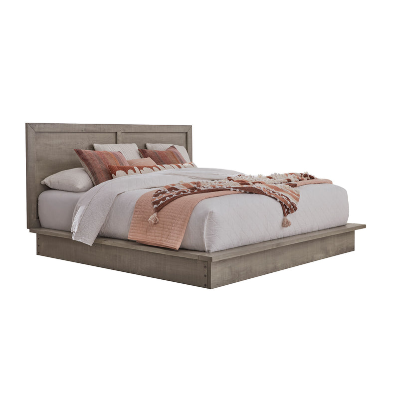 Queen bed with bedding