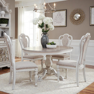 Magnolia Manor 5 Piece Upholstered Pedestal Dining Set - QK1033273_LIBF_LF1_RM