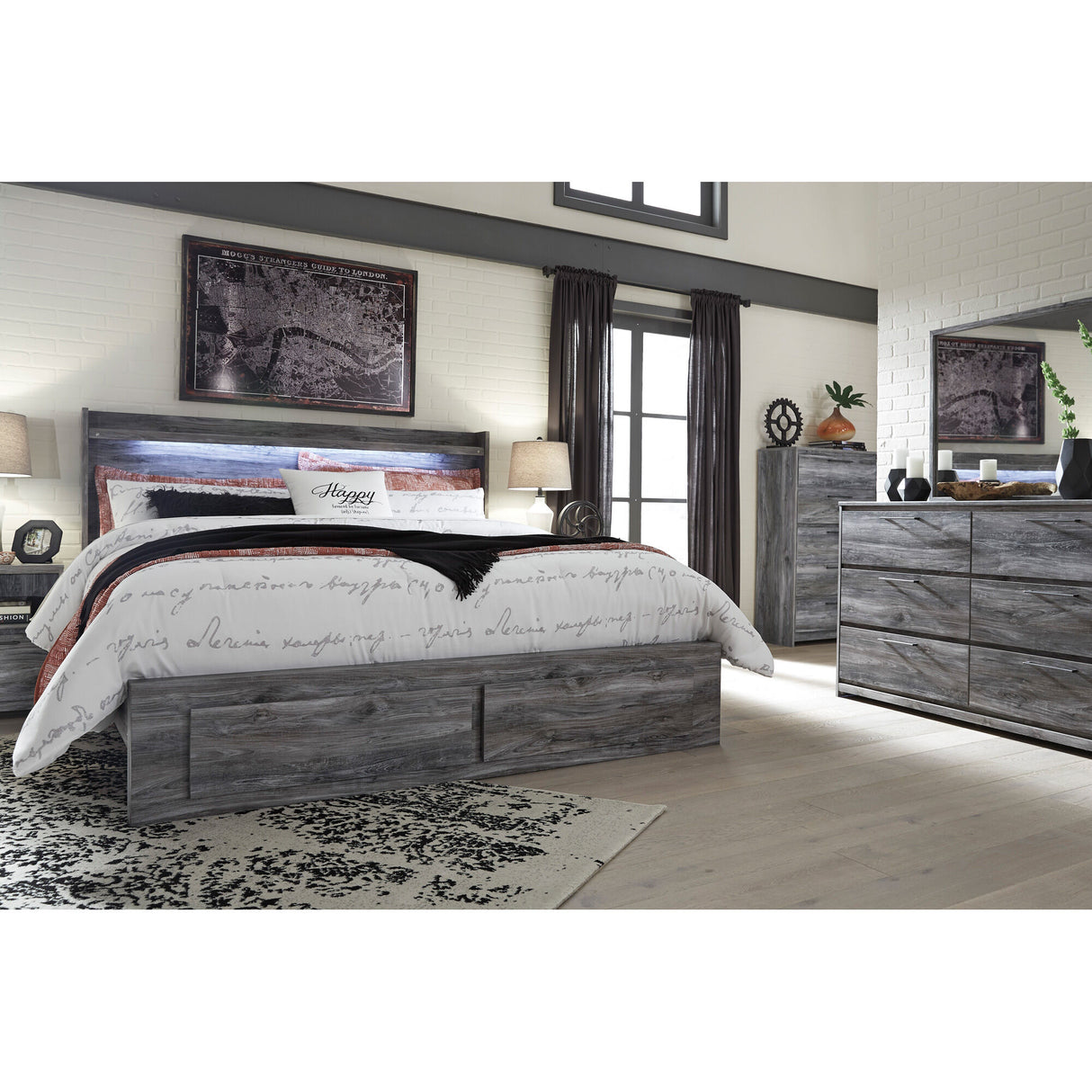 Baystorm 6 Drawer Storage Panel Bed - QK1037989_ASHL_LF3_RM