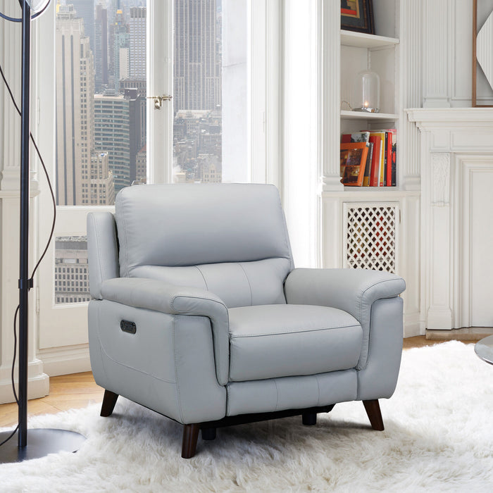 Light grey recliner in a room