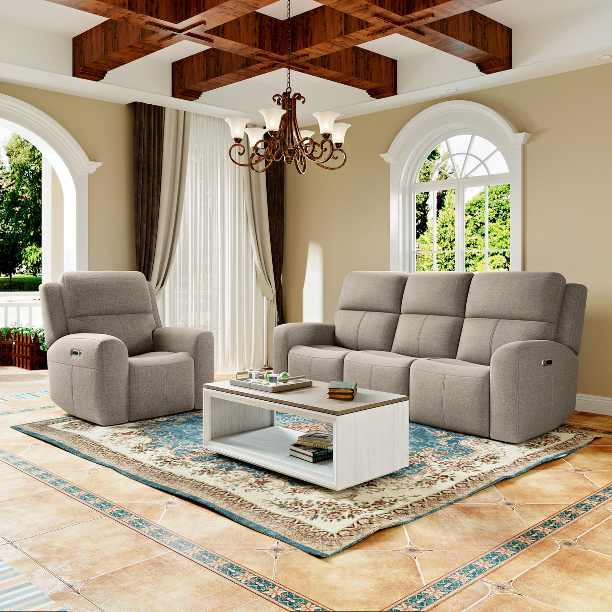 Taylor Power Reclining Sofa with Power Headrests - QK1086632_FLXS_LF2_RM